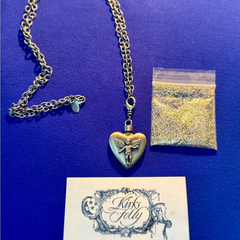 Kirks Folly ~ Angel Cherub Urn Necklace 34” Fairy Dust. - Picture 6 of 14